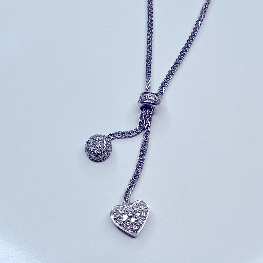 18k White Gold .24 Diamond Y Necklace
